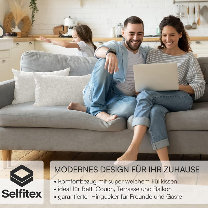 Selfitex 2er Set 30x50 cm, Sofakissen mit Füllung und Bezug, Dekokissen, Kopfkissen mit weicher Kiss