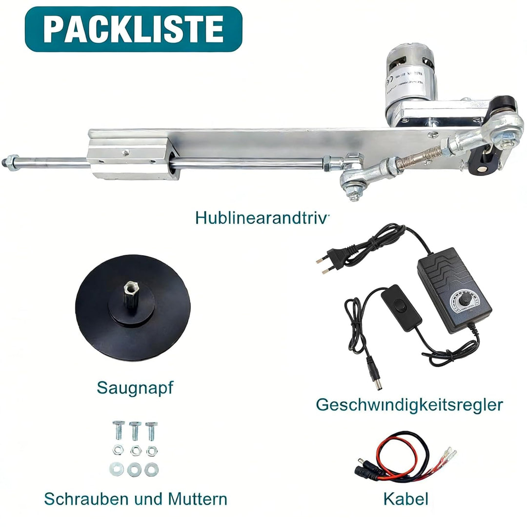 Hubkolbenmotor Linearaktuator DC 24V 160rpm Hub 30-150mm mit Saugnapf und Geschwindigkeitsregler, ei
