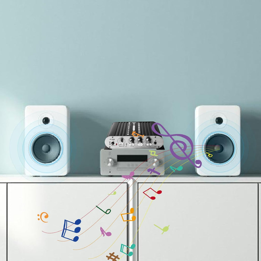 Leikurvo HiFi-Verstärker, 2.1CH Stereo Verstärker, RMS 20Wx2+40W ST-838 Mini Hifi Verstärker Subwoof