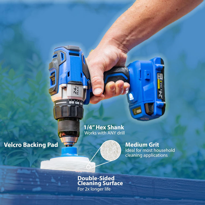 RotoScrub Badezimmer Reinigen Drill Zubehör-Kit 4"x4"x8.5" Blau Weiss, Blau Weiss