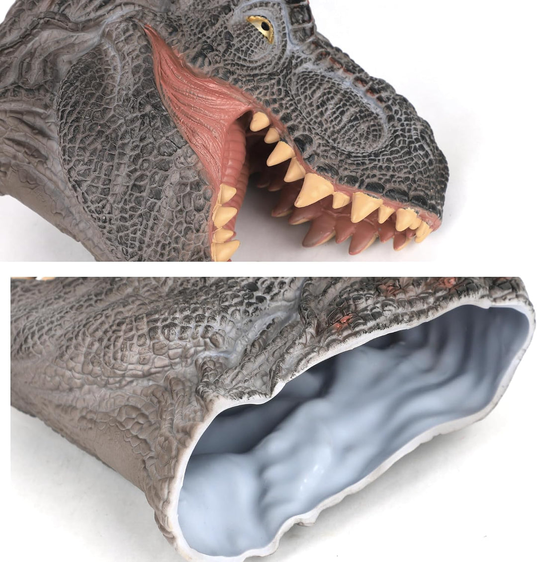 Realistisches Dinosaurier Handpuppe Kopf – T-Rex Puppenspielzeug aus Gummi für Kinder &amp; Erwachsene –