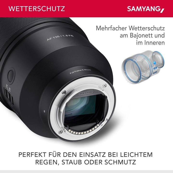 Samyang AF 135mm F1.8 FE für Sony E – Autofokus Vollformat &amp; APS-C Teleobjektiv, lichtstarke Festbre