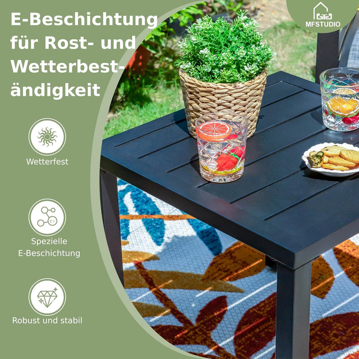 MFSTUDIO Gartentisch Wetterfest 48 cm, Balkontisch, Beistelltisch Outdoor aus Metall, Gartentisch fü