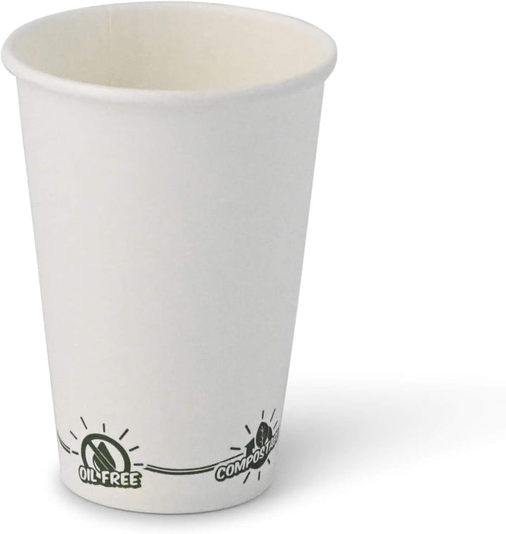 BIOZOYG Recycelbare Pappbecher Kaffee weiss mit EcoUp© Icon und PLA Beschichtung I 1000 Coffee To go
