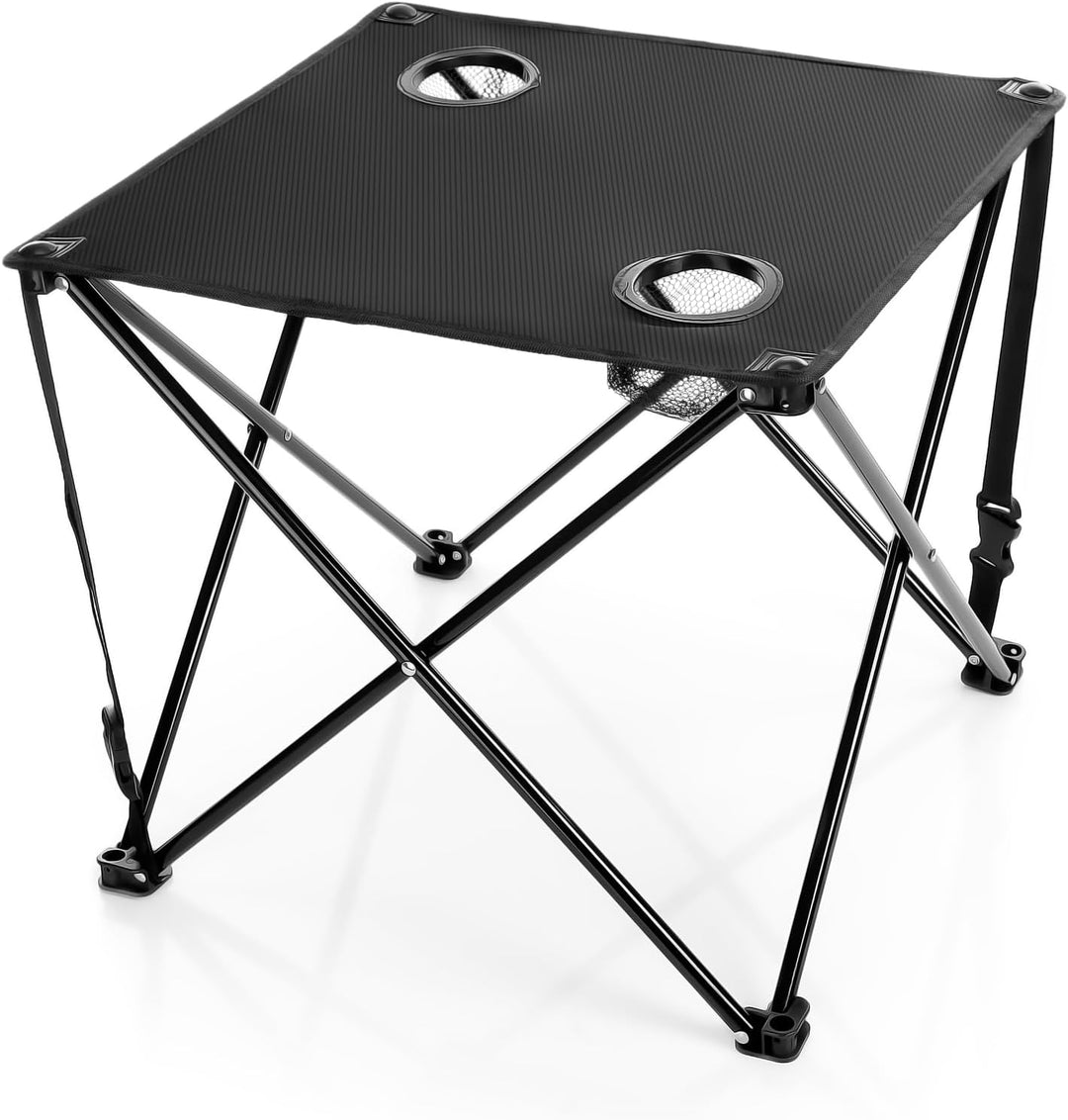BigDean Campingtisch faltbar mit 2 Getränkehaltern Schwarz belastbar bis 30 kg – tragbarer & ultrale