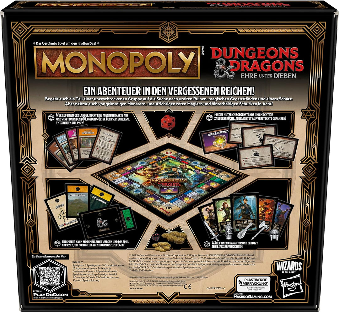 Monopoly Dungeons & Dragons: Ehre unter Dieben Spiel, inspiriert vom Film, Monopoly D&D Brettspiel f