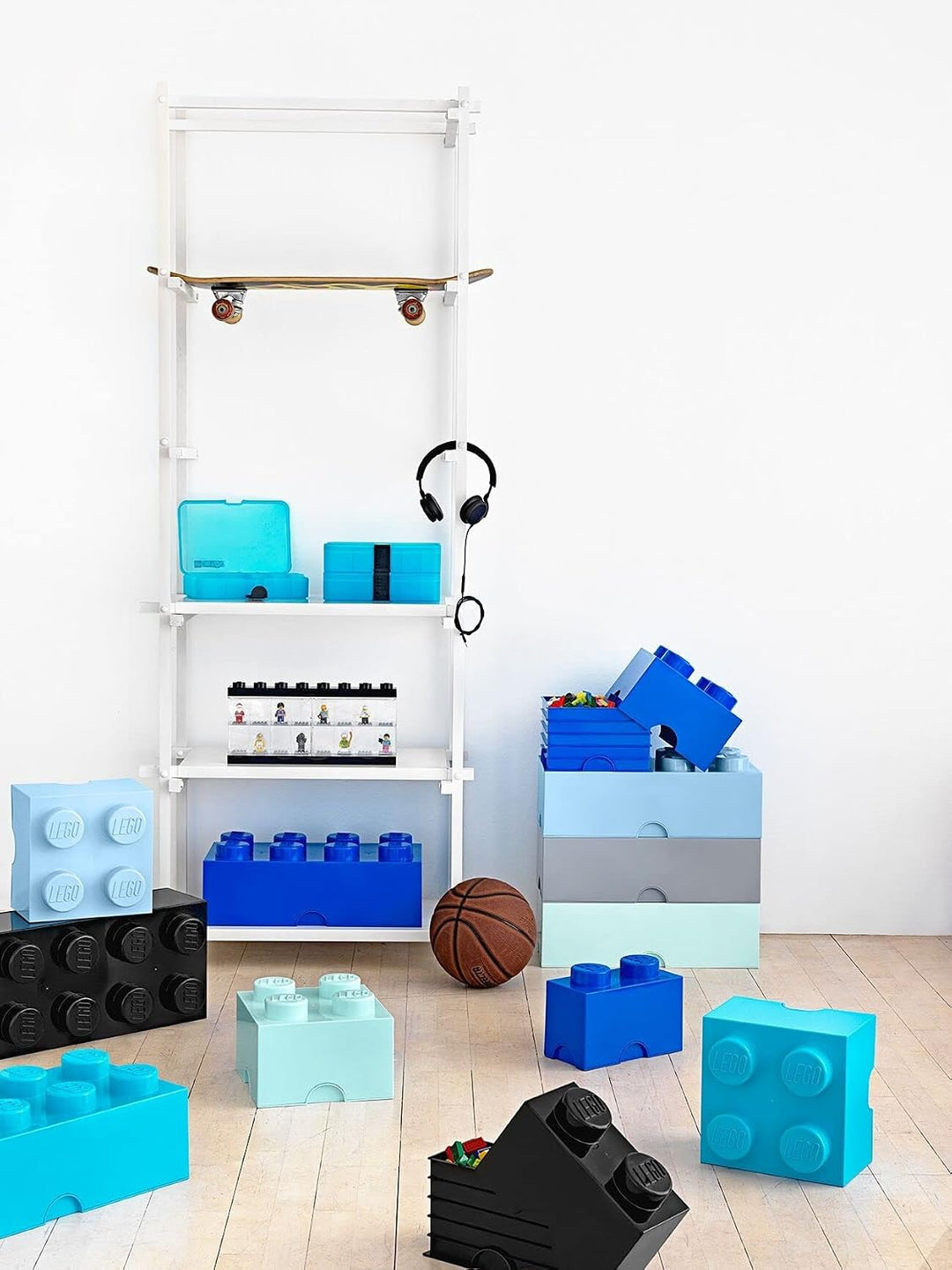 LEGO Aufbewahrungsstein, 8 Noppen, Stapelbare Aufbewahrungsbox, 12 l, hellblau, Hellblau