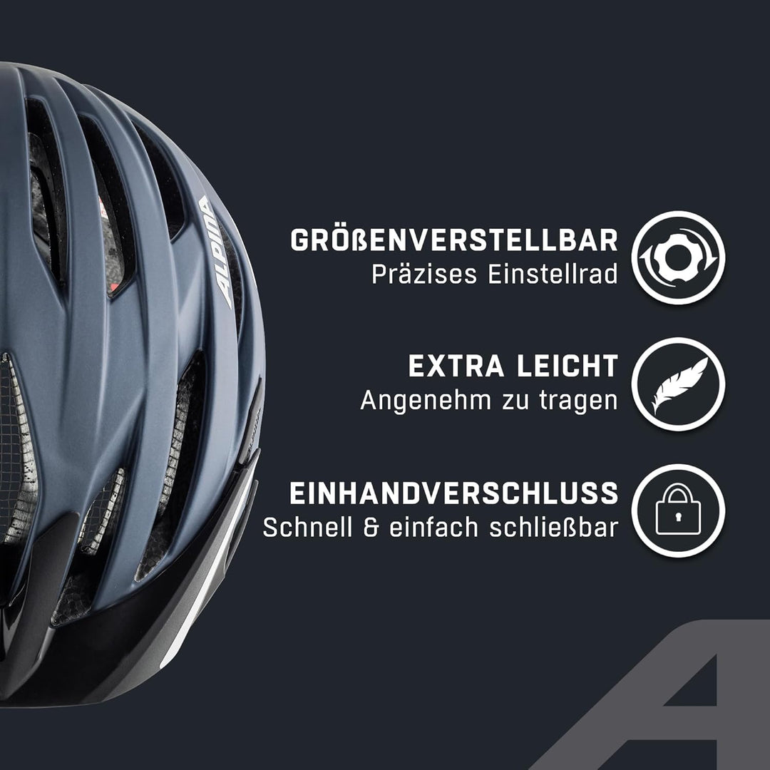 ALPINA HAGA - Stossabsorbierender, Sicherer & Optimal Anpassbarer Urban Fahrradhelm Mit Integriertem