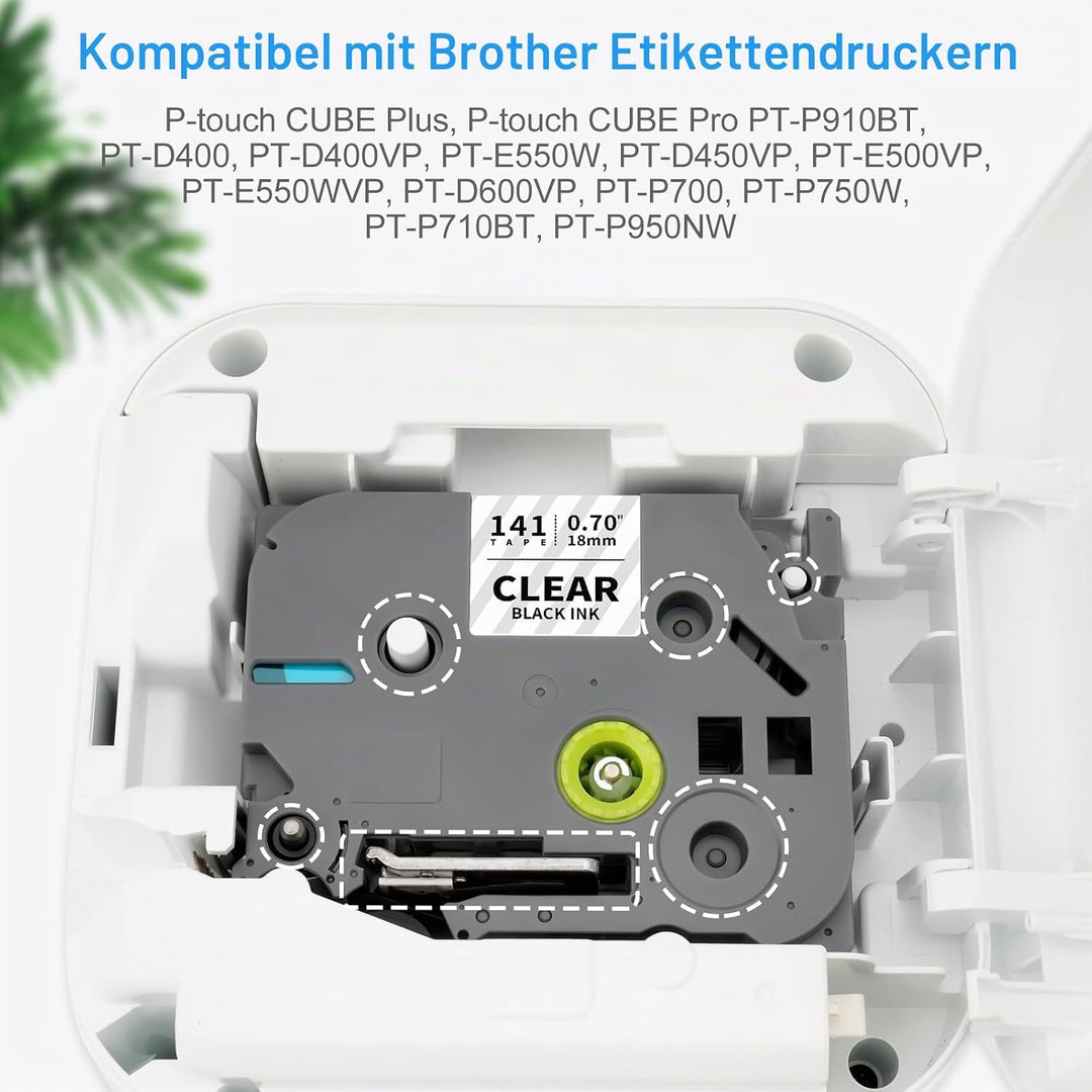 4x XemaX Etikettenband Kompatibel für Brother P-touch Bänder 18mm TZe-141 TZ-141 Schriftbänder Schwa
