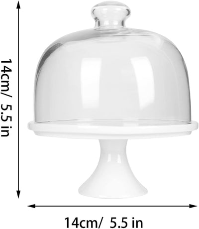 YARNOW Keramische Kuchenst?nder mit Glaskuppel Porzellan- Kuchen- St?nder mit Deckel Runder Dessert-
