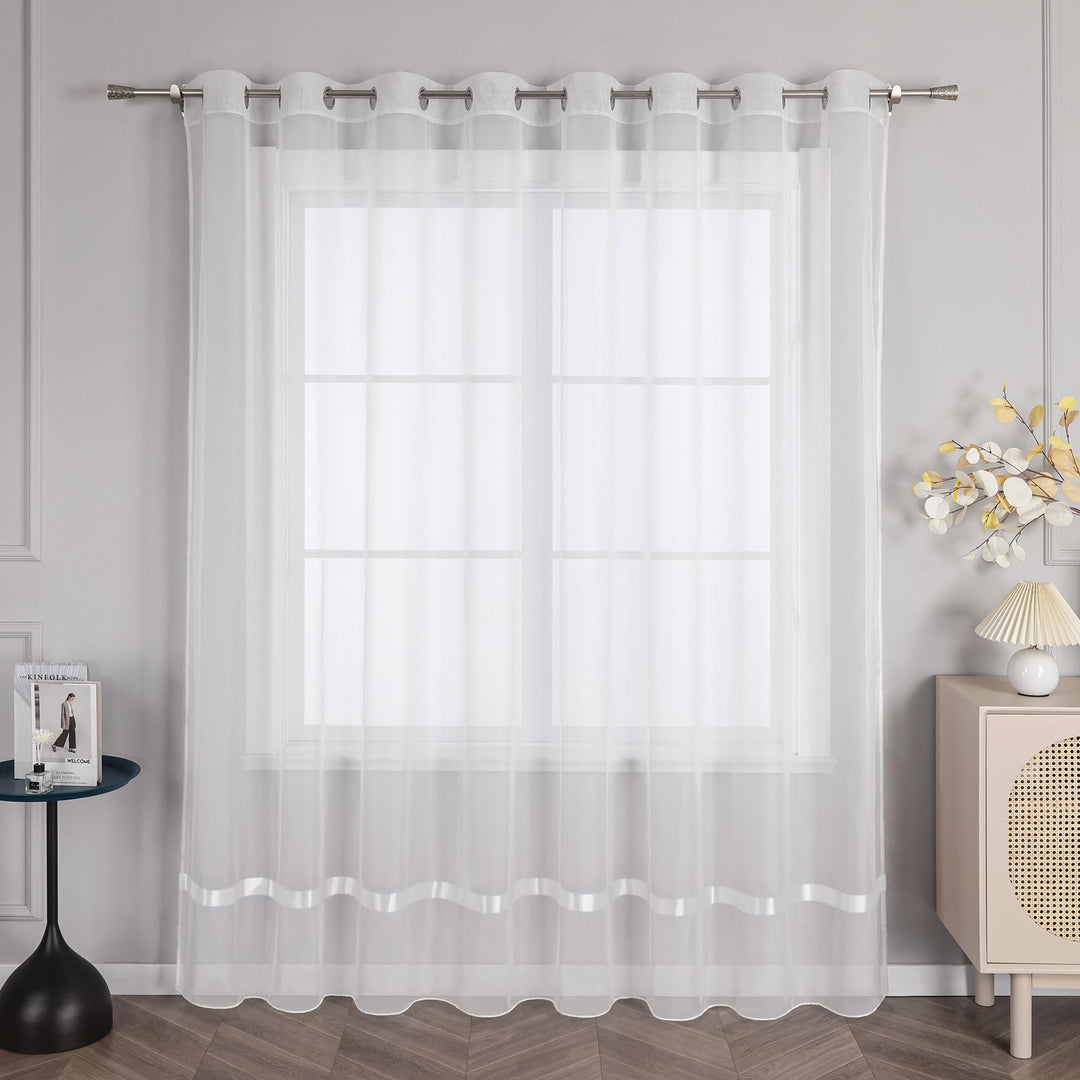 Joyswahl Voile Gardine transparenter Vorhang mit Satinband Design »Maja« Schals Fenster Vorhänge mit