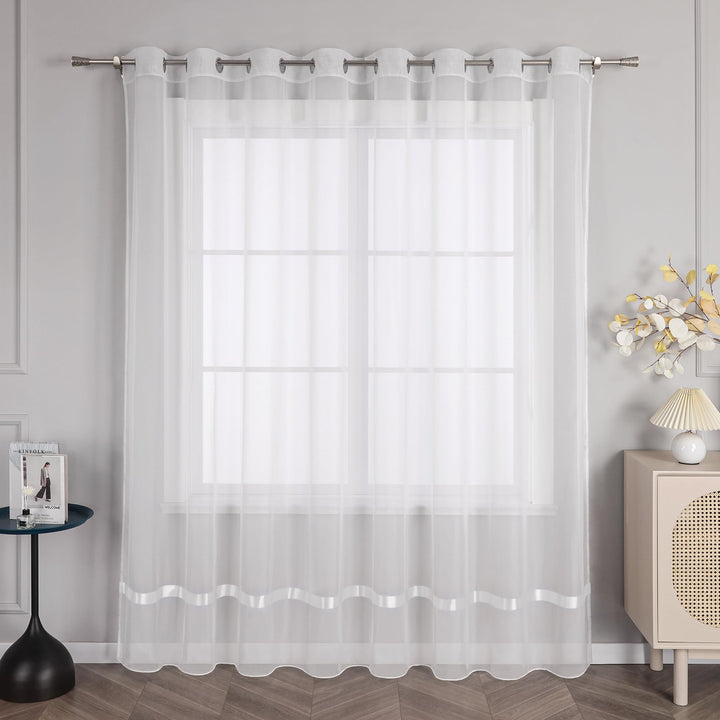 Joyswahl Voile Gardine transparenter Vorhang mit Satinband Design »Maja« Schals Fenster Vorhänge mit