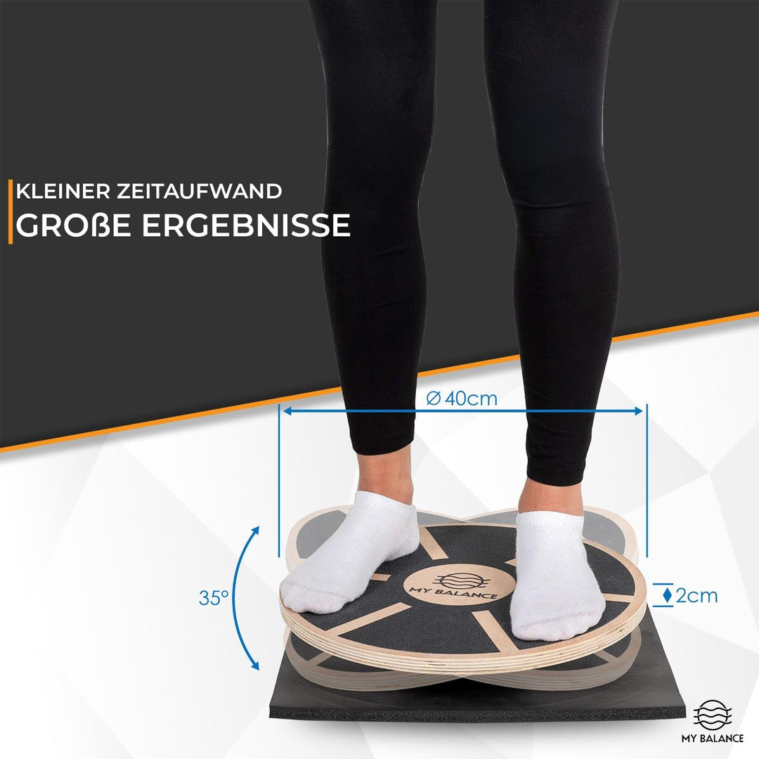 My Balance Premium Balance Board inkl. Antirutschmatte, Hochwertiges Wackelbrett mit E-Book, Stärkt