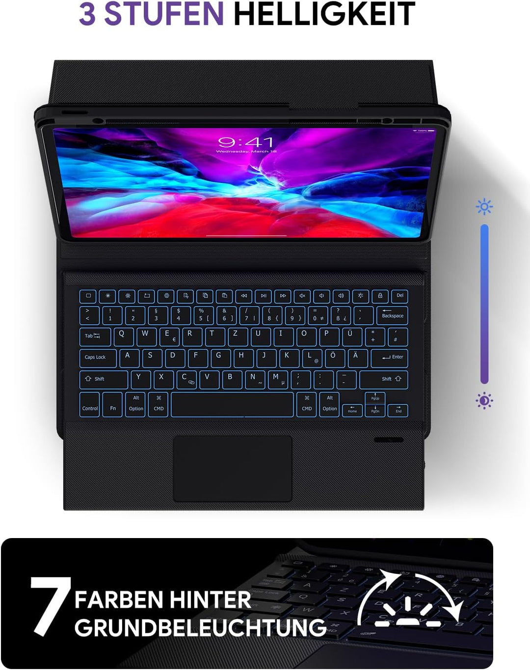 Doohoeek Schutzhülle mit Tastatur für iPad Air 13 2025(M3)/2024(M2), iPad Pro 12,9 Zoll 6./5./4./3.