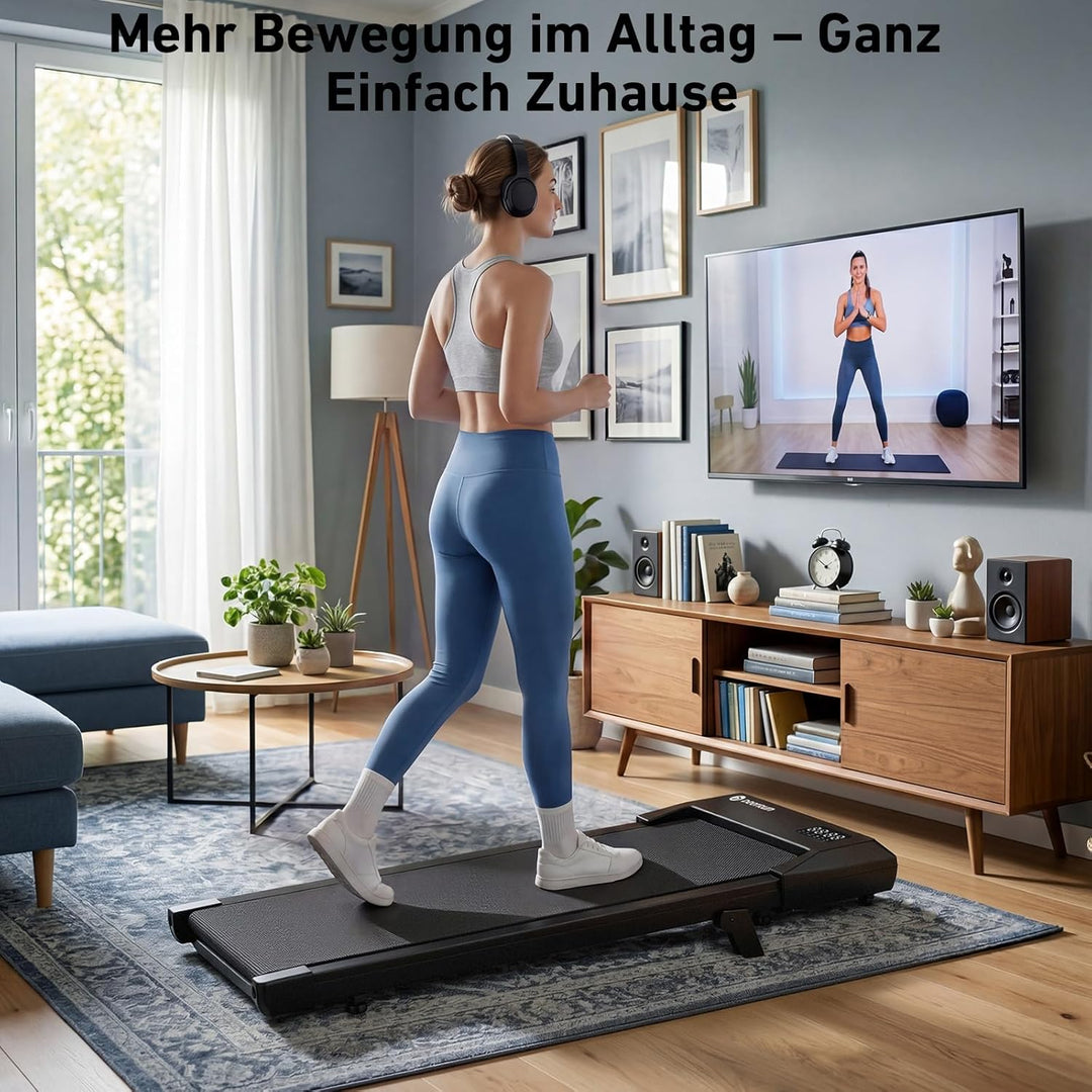 DeerRun Laufband für Zuhause mit 6% Steigung, Walking Pad Laufpad Walkpad Untertisch Elektrisch 1-6