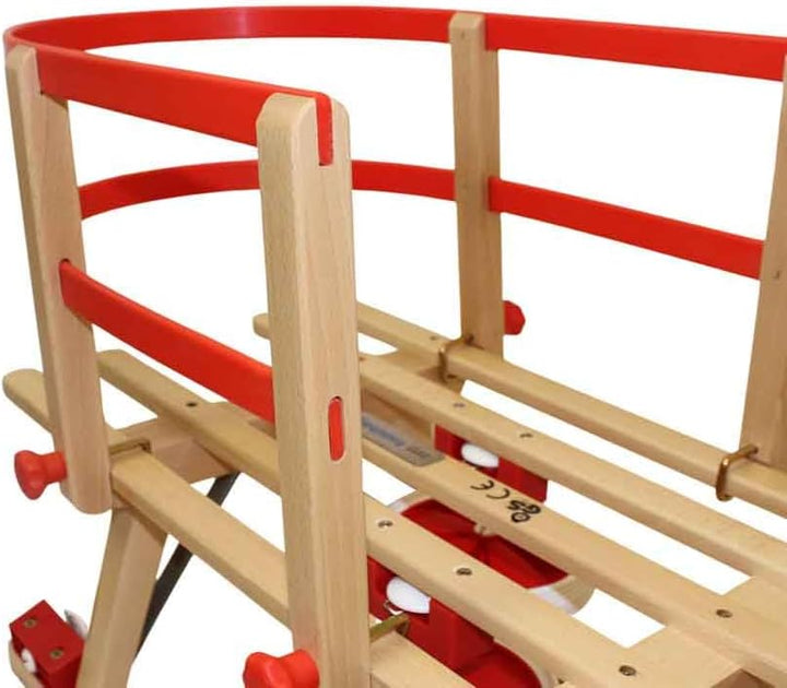 Roll Rodel Original Holzschlitten mit Rädern zum Einsatz auf Teer und Schnee - Schlitten mit Rollen,