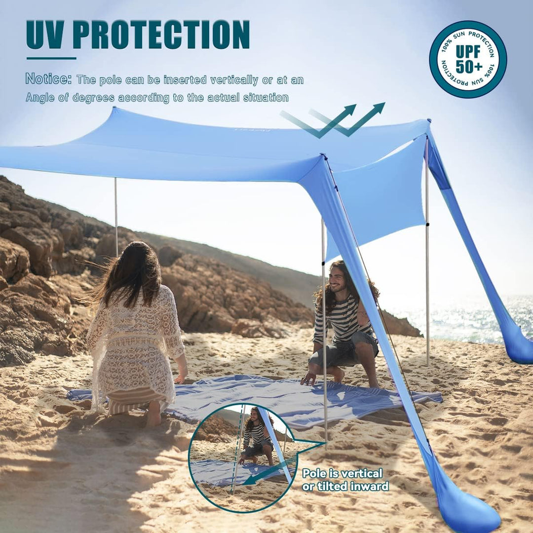 Strandzelt Sonnenschutz Strand zelte strandmuschel Muschel UPF50+ mit Sandschaufel, Erdnägeln und St