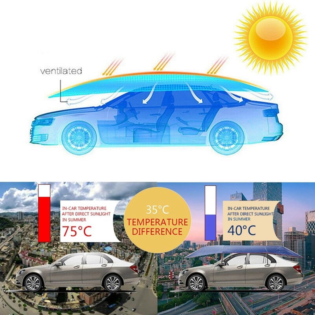 Universal Auto Sonnen Schutz Regen Schirm Abdeckung Zelt Tuch Uv Schutz Wasserdicht 4,2 X 2,1 M Silb