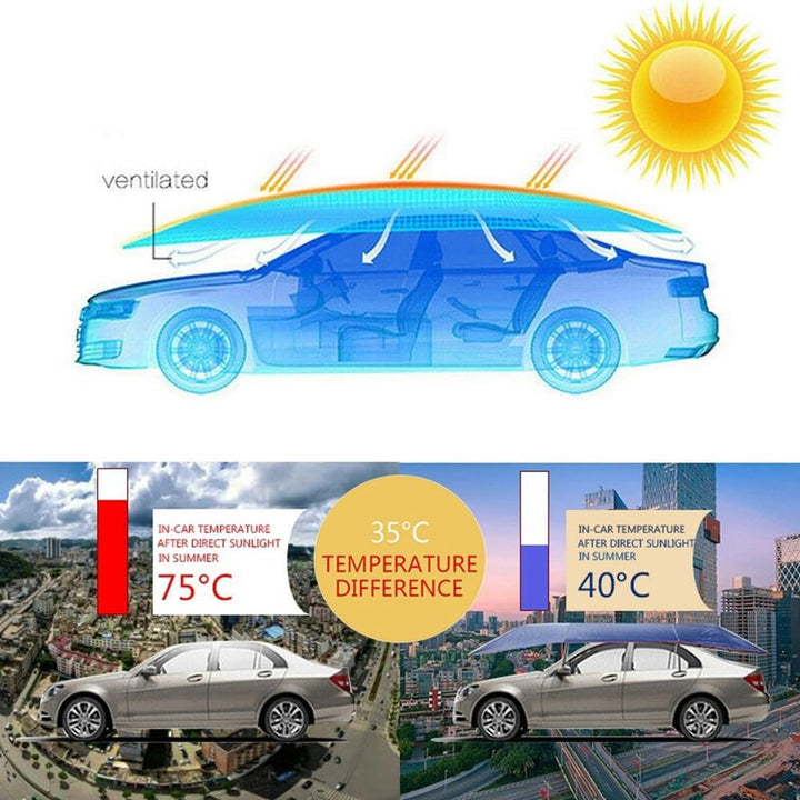 Universal Auto Sonnen Schutz Regen Schirm Abdeckung Zelt Tuch Uv Schutz Wasserdicht 4,2 X 2,1 M Silb