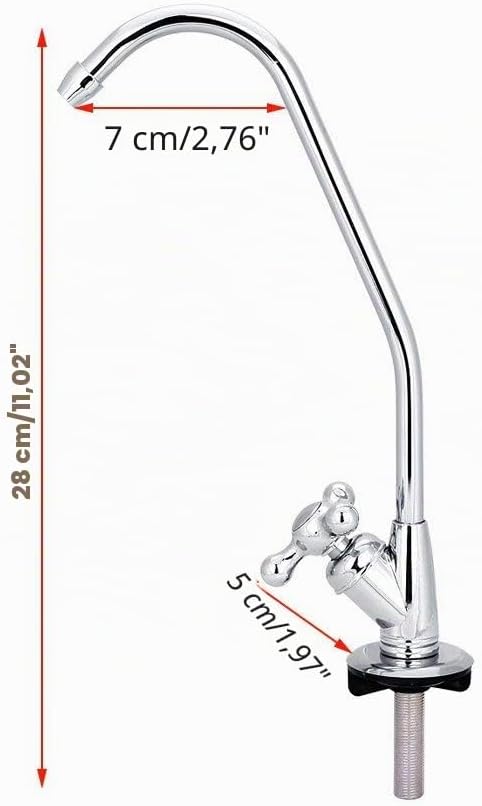 Trinkwasserhahn 1/4 Zoll, Edelstahl Wasserhahn für Filter &amp; Osmoseanlagen, 360° Schwenkbar, 10 mm Ve
