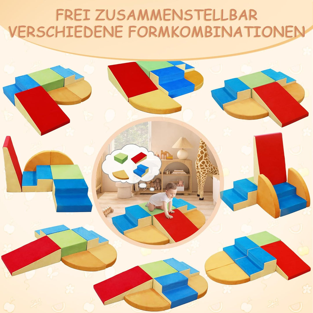 Schaumstoff Bausteine Kinder, Softbausteine, Montessori Spielzeug für Kinder, Waschbare Hülle für In