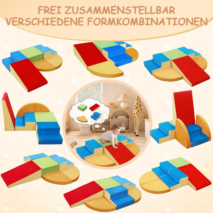 Schaumstoff Bausteine Kinder, Softbausteine, Montessori Spielzeug für Kinder, Waschbare Hülle für In