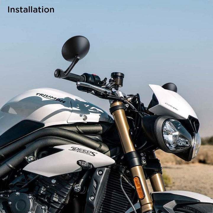 Evermotor Universal E9 Geprüfter Motorrad Spiegel, 360°Drehbarer Aluminium Lenkerendenspiegel Motorr