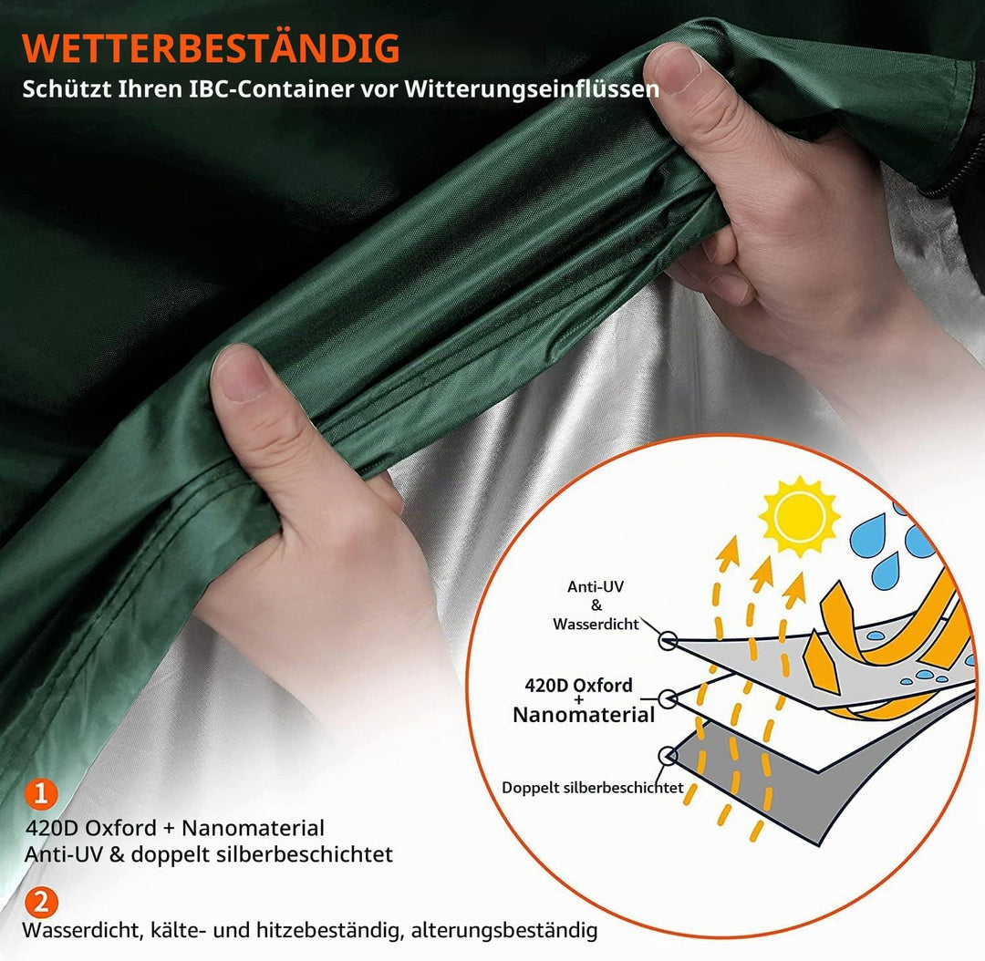 DWcouple 2STK IBC Tank Abdeckung,Wassertank Staubdichte Anti-UV-Schutzabdeckung,Grün Abdeckplane für