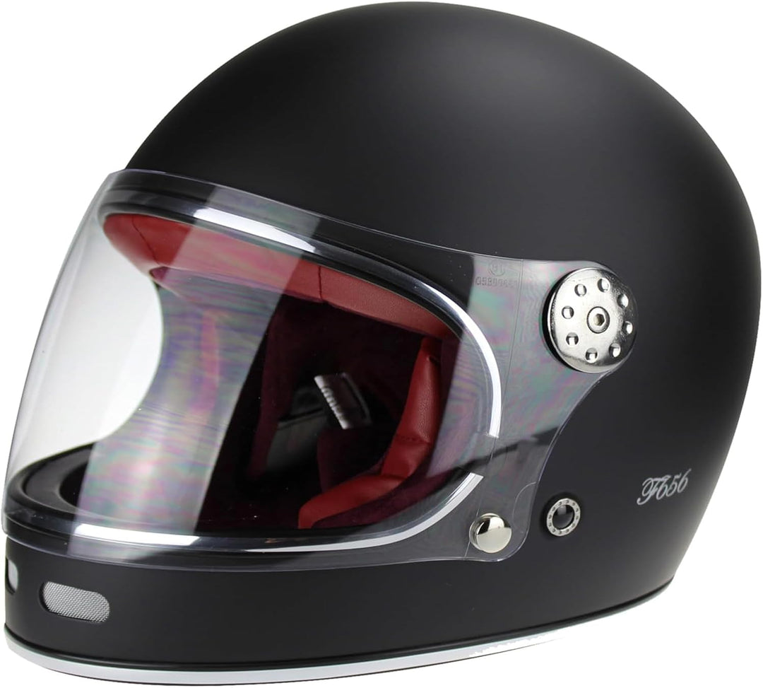 F656 Vintage Retro Full Face Motorcycle Helmets - Fibreglass Motorbike Helmets ECE Approved Crash He