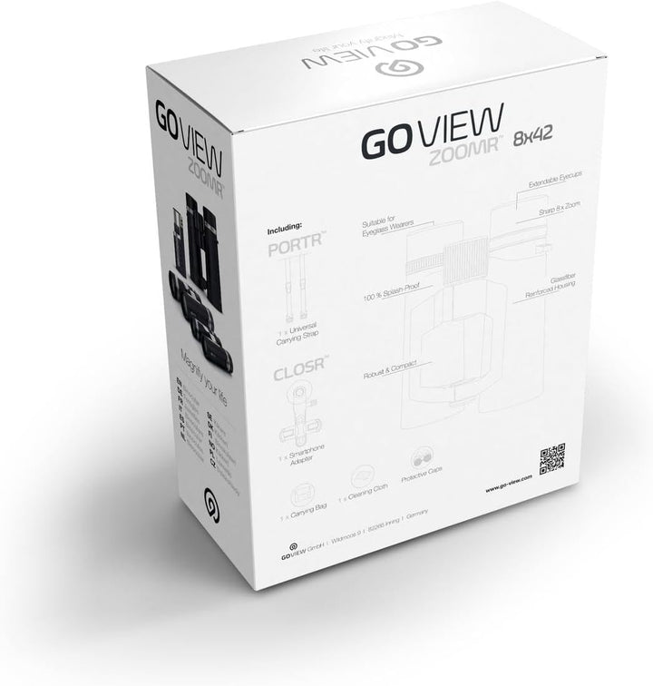 ZOOMR 8x42 Fernglas für Outdoor, Natur, Tierbeobachtung, Reise (8-Fach Zoom, grosses Sehfeld, inkl.