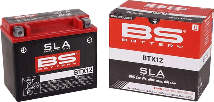 BS Battery 300680 BTX12 AGM SLA Motorrad Batterie, Schwarz