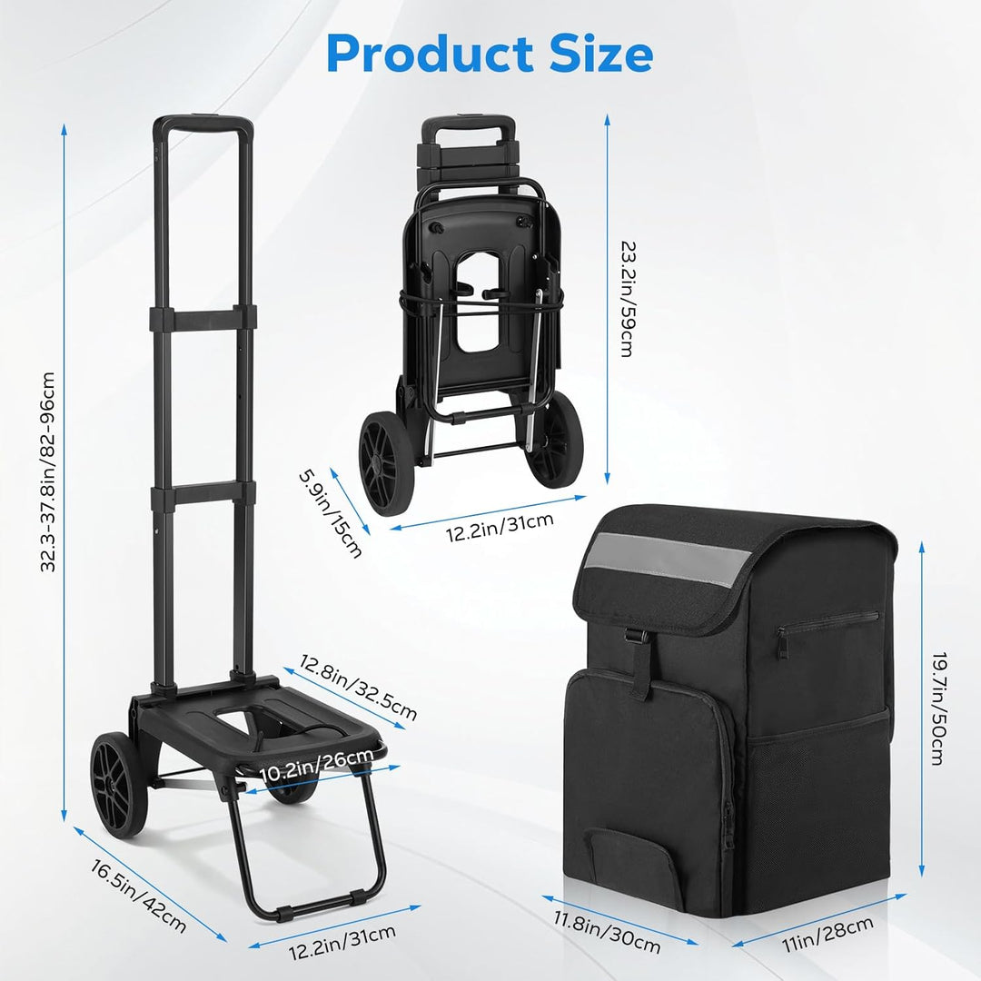 Housolution Einkaufstrolley Klappbar, 46L/136KG Grosser Kapazität Einkaufswagen Einkaufstasche mit R