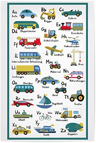 artboxONE Poster 150x100 cm Für Kinder ABC Lernposter Autos und Fahrzeuge - Bild ABC Alphabet Autos,