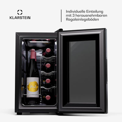 Klarstein Weinkühlschrank,1 Zone Getränkekühlschrank mit Glastür, Leiser Indoor/Outdoor Kühlschrank,