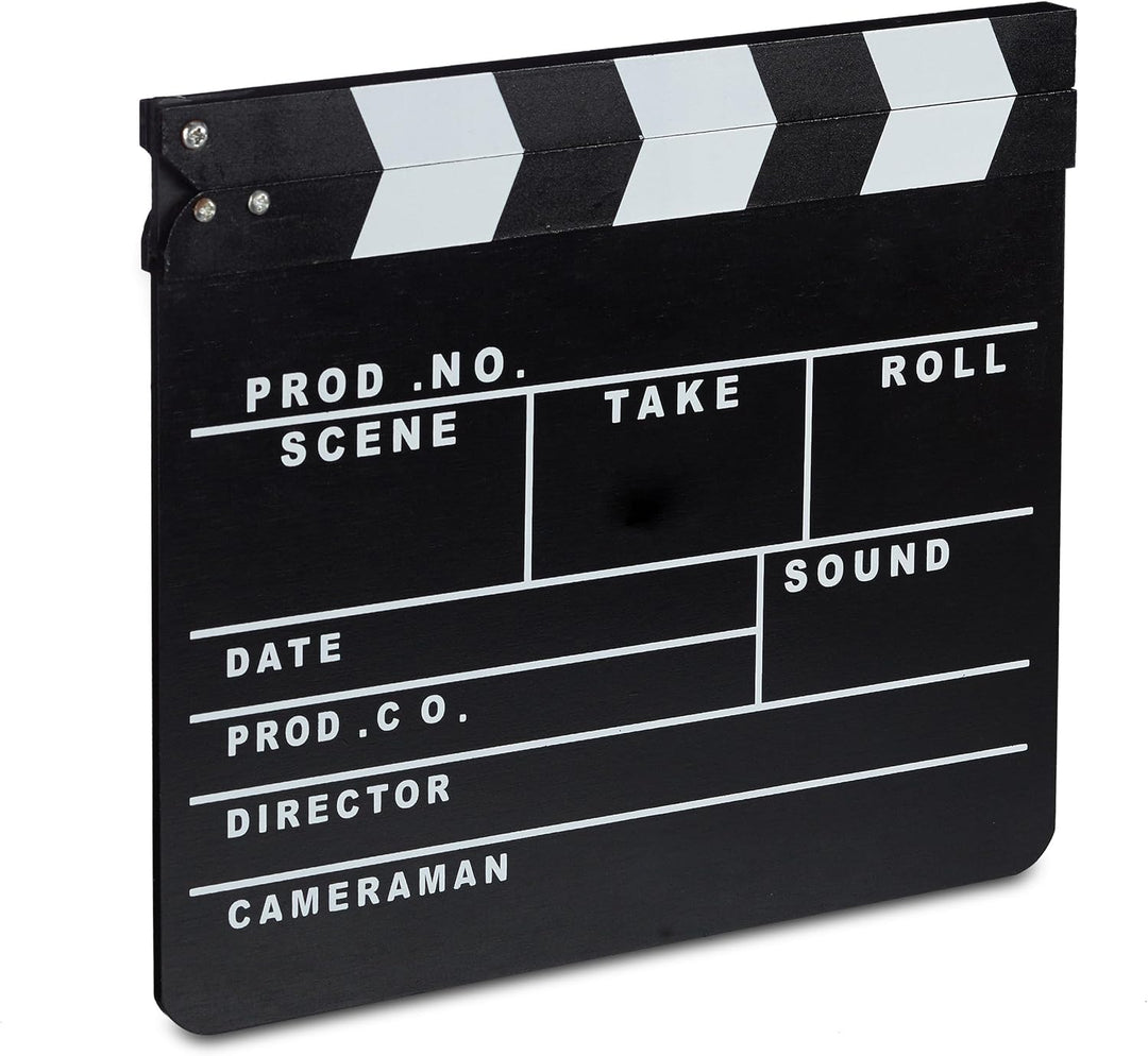 Relaxdays Filmklappe Holz, Regieklappe, Synchronklappe, Clapperboard, beschriftbar, Deko, H x B: 26