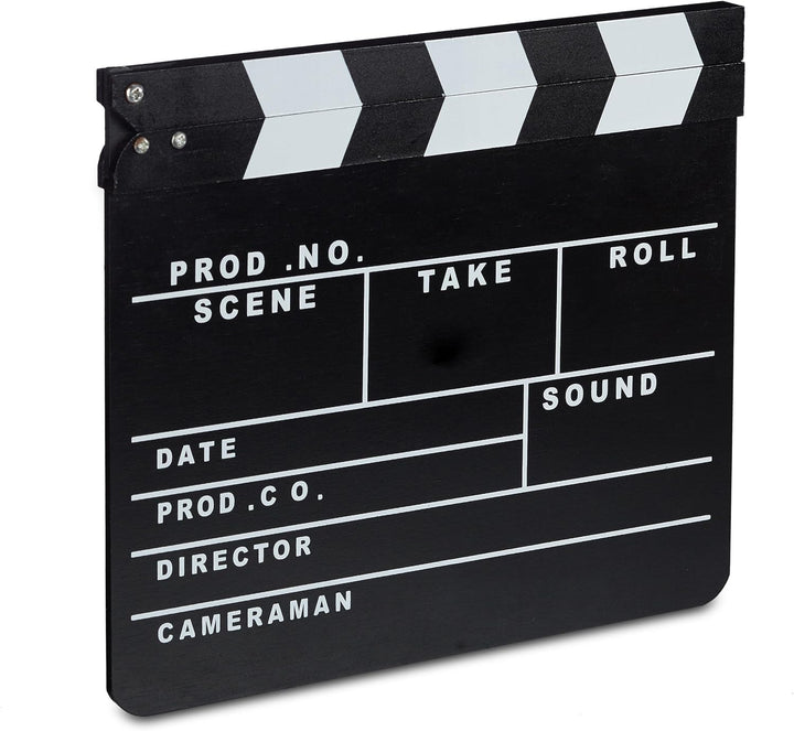 Relaxdays Filmklappe Holz, Regieklappe, Synchronklappe, Clapperboard, beschriftbar, Deko, H x B: 26