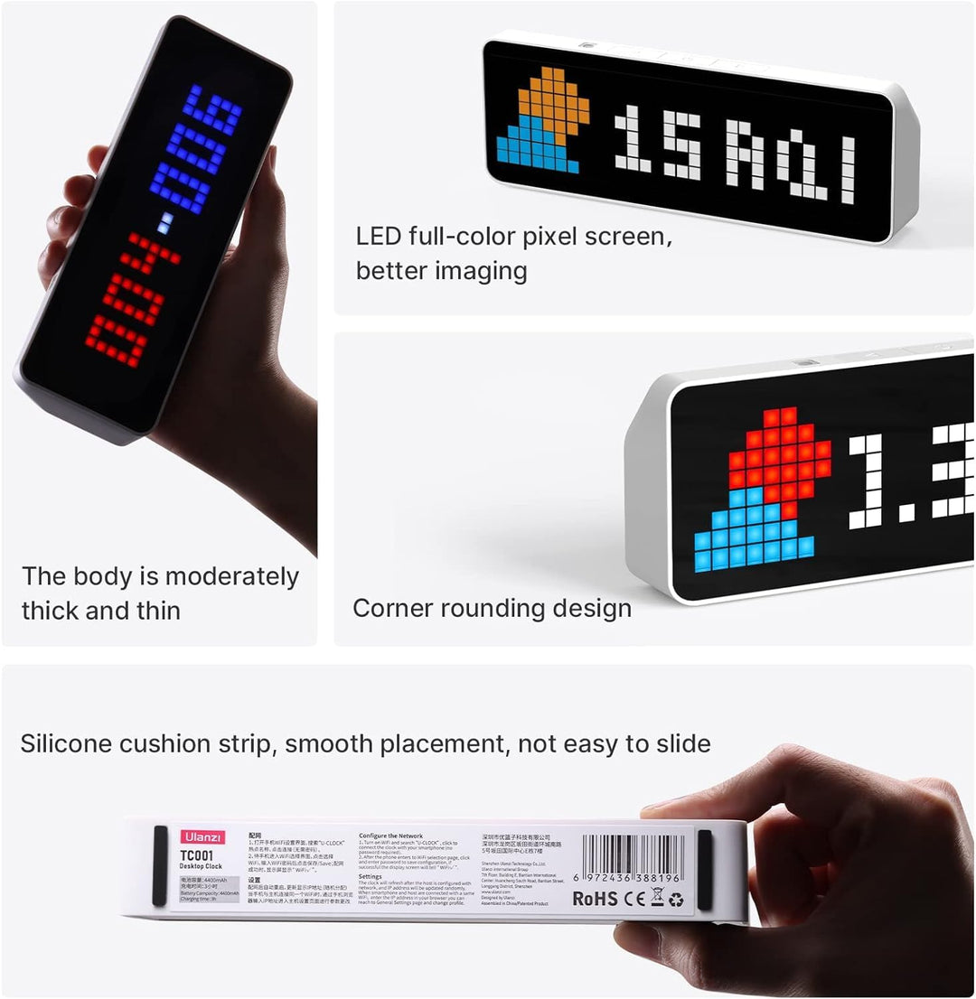 ULANZI TC001 Smart Pixel Clock, Social Media Counter, Digitaler Wecker mit Wetter, AWTRIX Simulator,