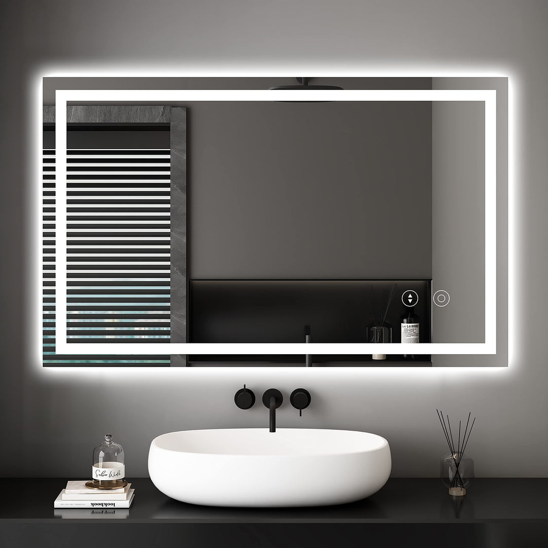 Dripex Badspiegel mit Beleuchtung Led Spiegel mit Touch-Schalter, Dimmbar, 3 Lichtfarbe Einstellbare