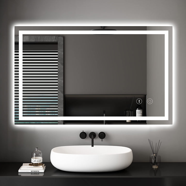 Dripex Badspiegel mit Beleuchtung Led Spiegel mit Touch-Schalter, Dimmbar, 3 Lichtfarbe Einstellbare