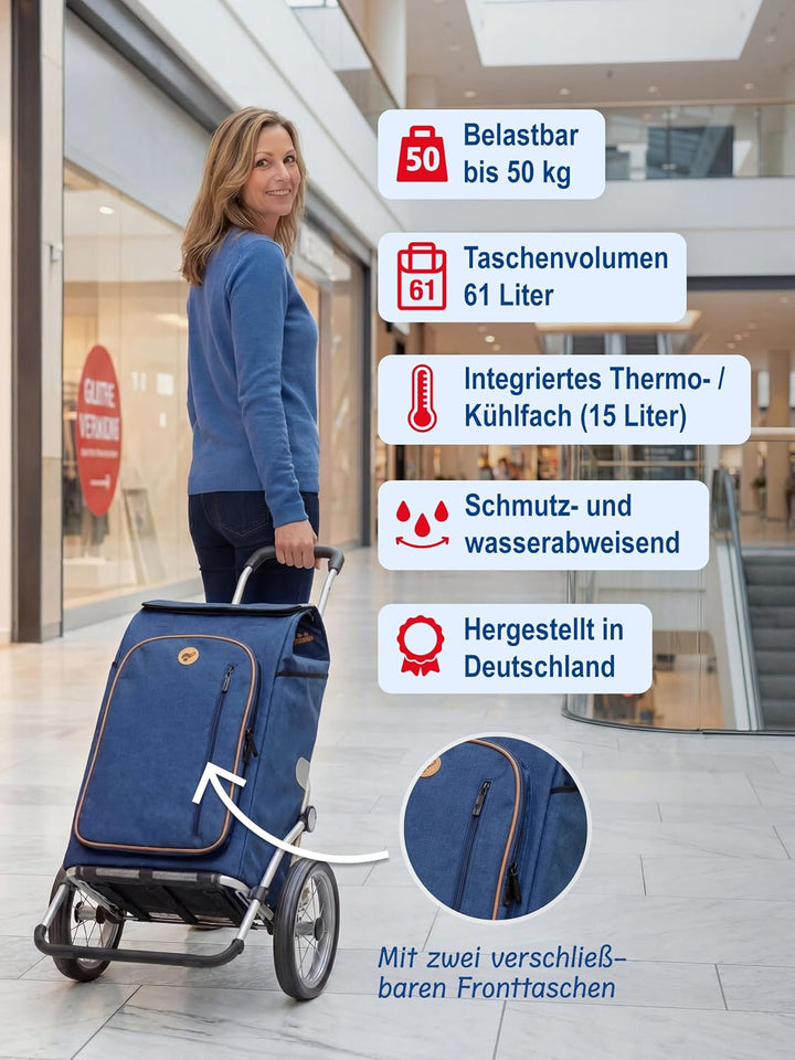ANDERSEN Einkaufstrolley - Royal Shopper Folke blau 61 L Freizeit, Handwagen, Thermo, Aluminium, kla
