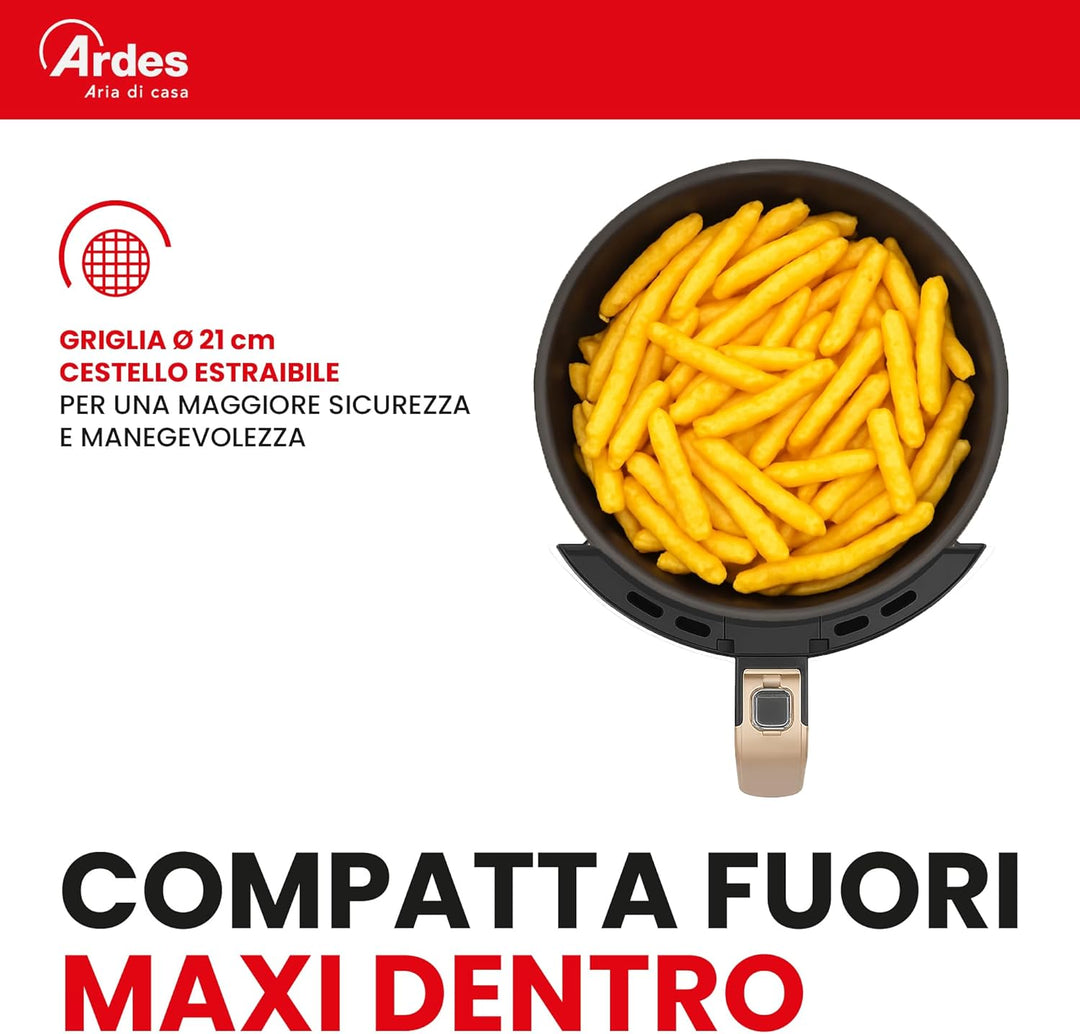 ARDES - Heissluftfritteuse 5 Liter Fassungsvermögen Air Fryer Maxi mit Digitalanzeige und 60-Minuten