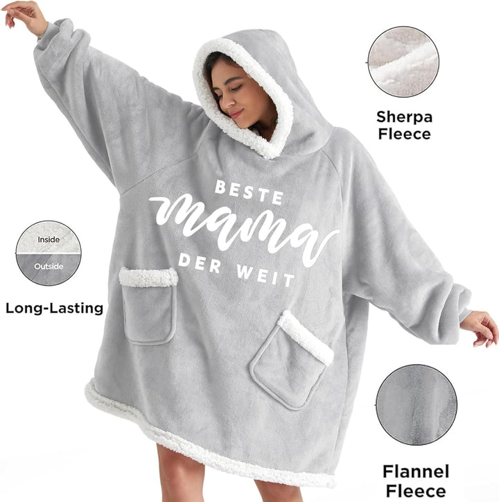 Geschenke für Mama, Beste Mama Decke mit ärmeln - Weihnachtsgeschenke für Mama, Mama Geschenk von To