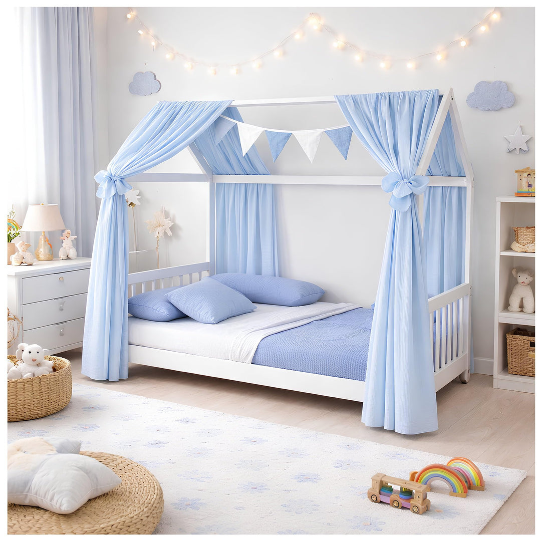 Generisch Baby Delux Musselin Betthimmel für Hausbett Dach 2-teilig 160x300 cm 2 Stück 100% Baumwoll