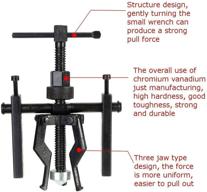 Professionelles Auto Wheel 3 Backen Heavy Duty Pilot Gear Bearing Pulling Tool Inner Bearing Puller