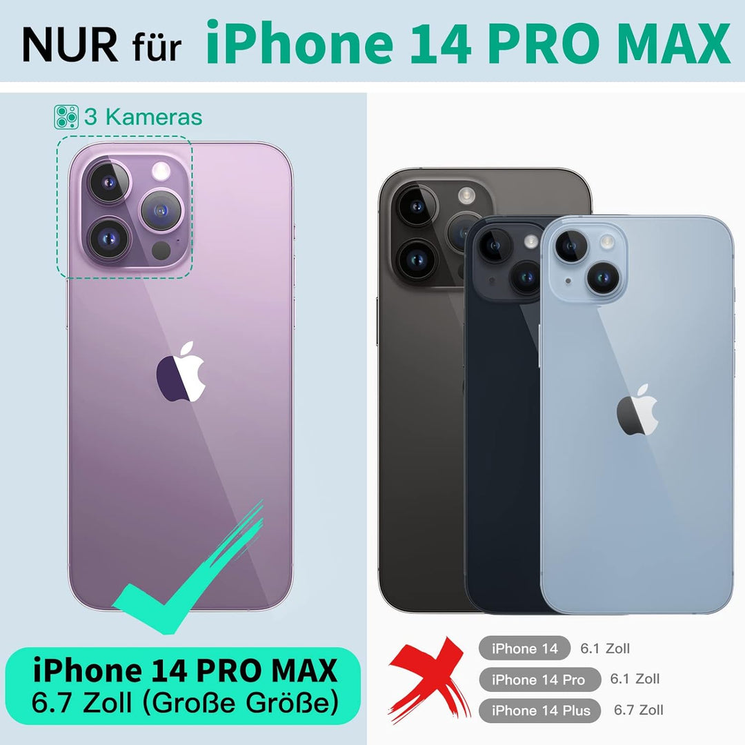 Beeasy für iPhone 14 Pro Max Wasserdicht Outdoor Hülle (6,7"), Stossfest Panzerhülle Militär 360 Gra