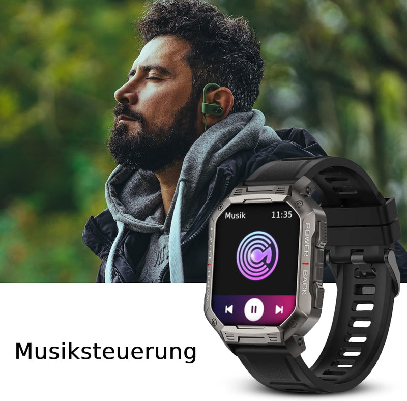 Deunis X3 Smartwatch Herren 1,83 Zoll mit Telefonfunktion, Fitness Tracker, Schlafmonitor, Schrittzä