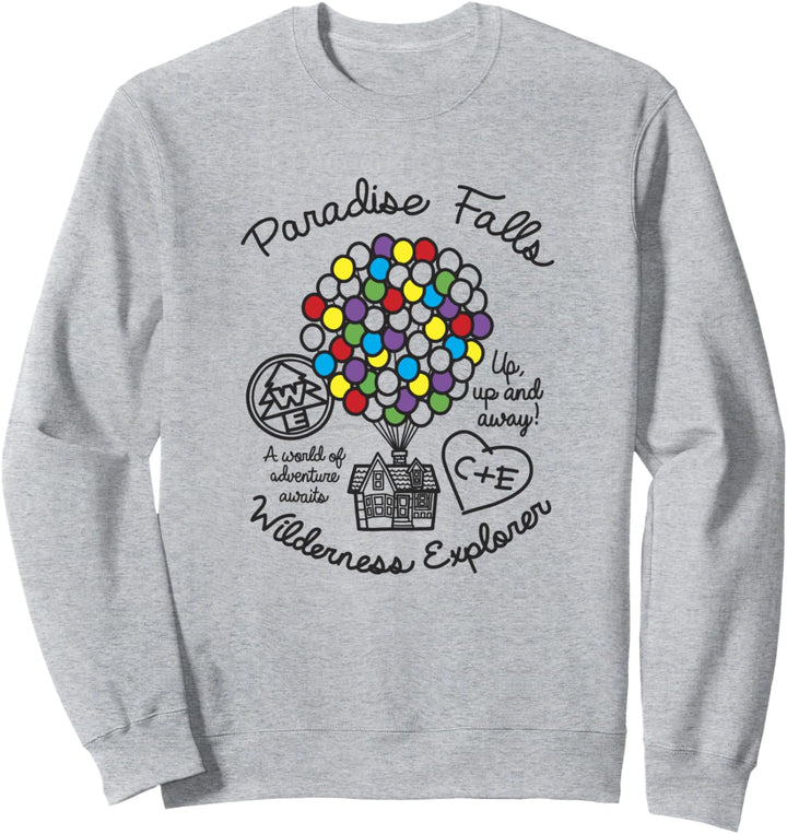 Disney Pixar Up Colorful Balloon Silhouette Falls Sweatshirt