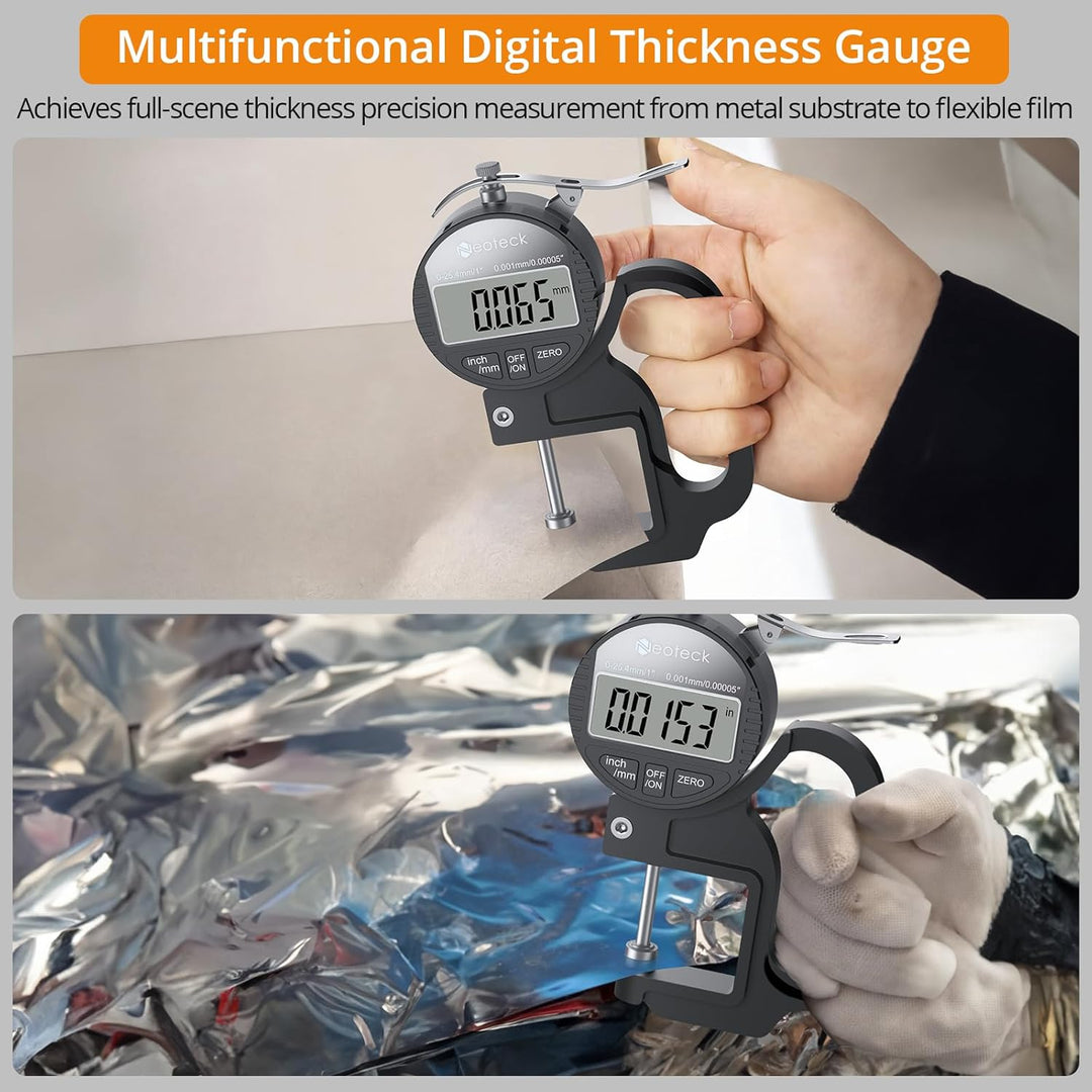 Neoteck Tragbares Digitales Dickenmessgerät 0-25,4 mm Messbereich 0,001/0,00005 '' elektronischer Mi