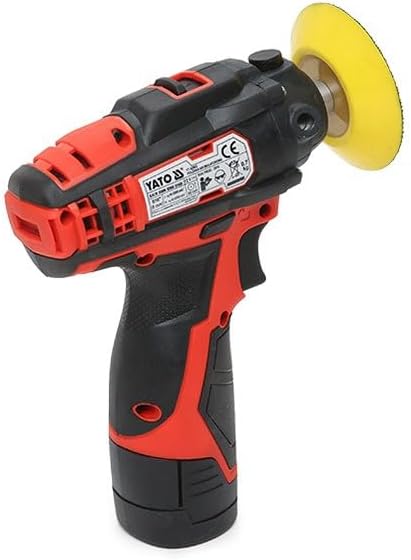 YATO Profi 12V Mini Akku Polier-Maschine mit Zusatzgriff, ø80mm Polierteller, mit 2.0 Ah Akku und La