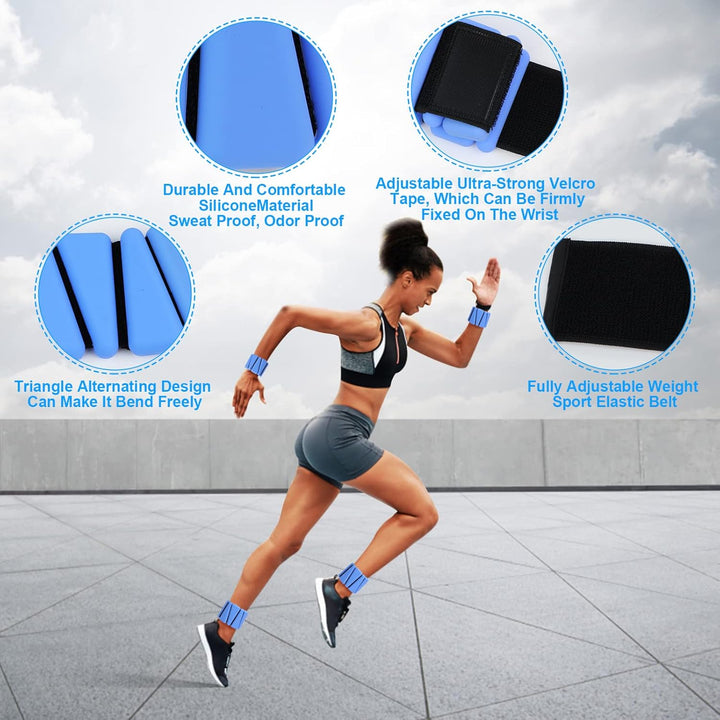 Handgelenkgewichte 2er Set, verstellbare Silikon-Workout-Gewichte für Frauen und Männer, tragbare Kn